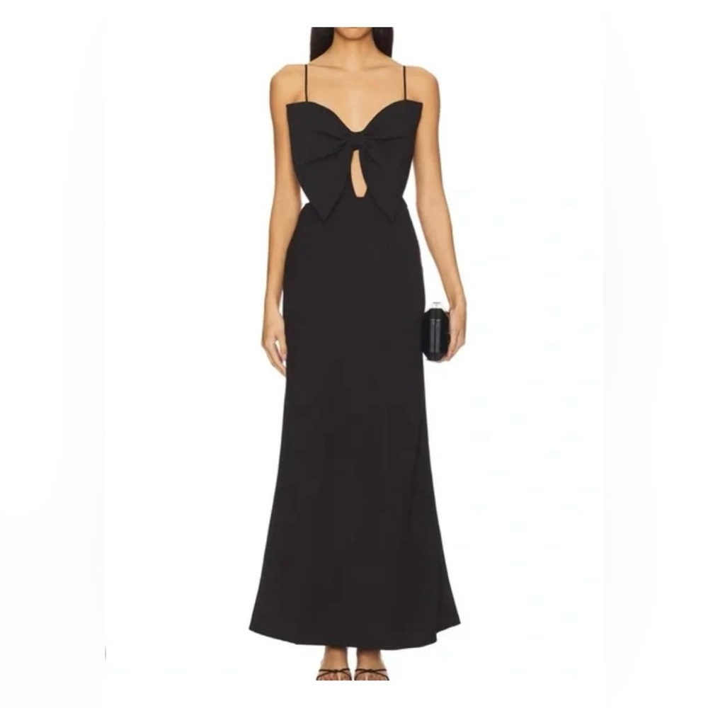 Bardot Black Backless Dress with Bow Detail